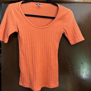 Old Navy Orange Ribbed Short Sleeve Top